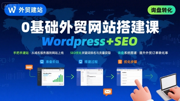 WordPress外贸建站+SEO优化课程，手把手教你从0到1搭建可获得询盘的外贸网站-一鸣资源网