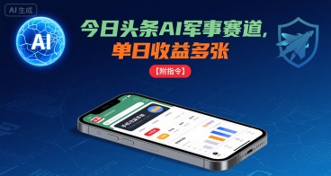 今日头条AI军事赛道，单日收益多张 ，手机可做【附指令】-一鸣资源网