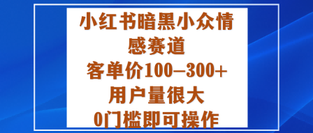 小红书暗黑小众情感赛道，客单价100-300+用户量很大，0门槛即可操作-一鸣资源网