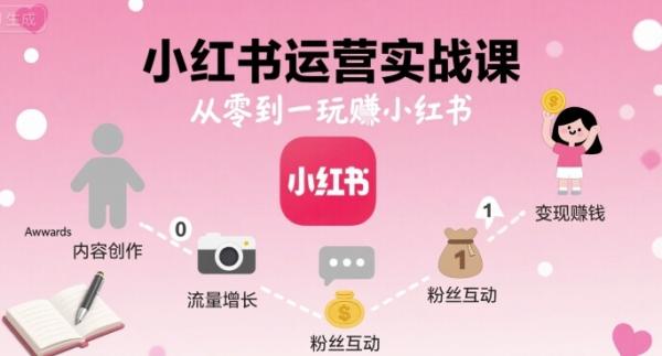 小红书运营实战课，从零到一玩賺小红书-一鸣资源网