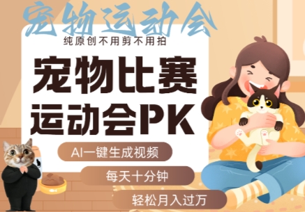 AI一键生成宠物比赛运动会PK视频，纯原创不用剪不用拍，每天十分钟，轻松月入过1W+-一鸣资源网