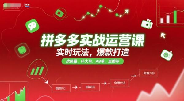 图片[1]-拼多多实战运营课，实时玩法，爆款打造，改销量，补大单，AB单，直播等（更新2025月）-一鸣资源网