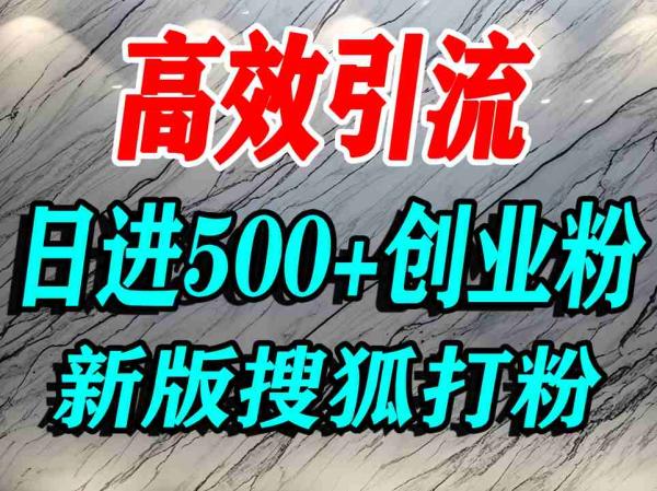 怎么打创业粉？搜狐网打精准创业粉，打粉引流教程，单人日引500+精准创业粉-一鸣资源网