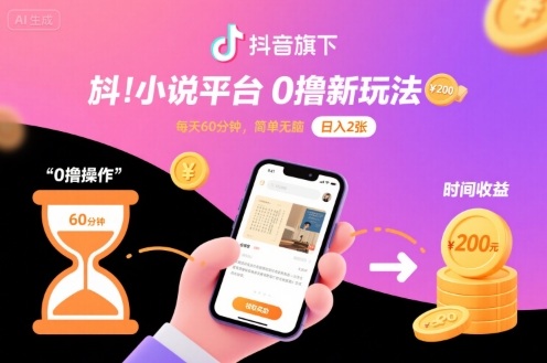 图片[1]-抖音旗下小说平台0撸新玩法，每天挂G60分钟，简单无脑，日入2张【揭秘】-一鸣资源网