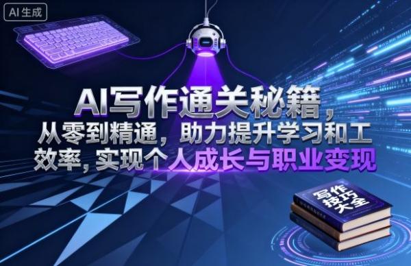 AI写作通关秘籍，从零到精通，助力提升学习和工作效率，实现个人成长与职业变现-一鸣资源网