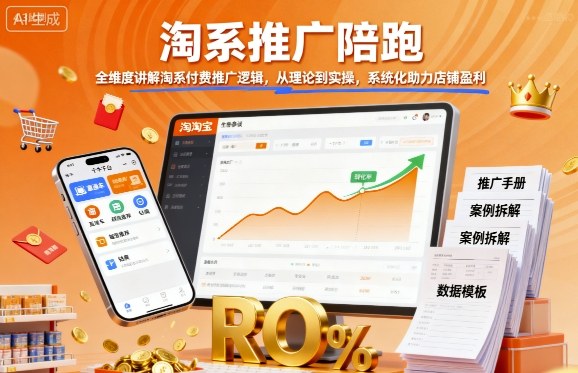 淘系推广陪跑，全维度讲解淘系付费推广逻辑，从理论到实操，系统化助力店铺盈利-一鸣资源网