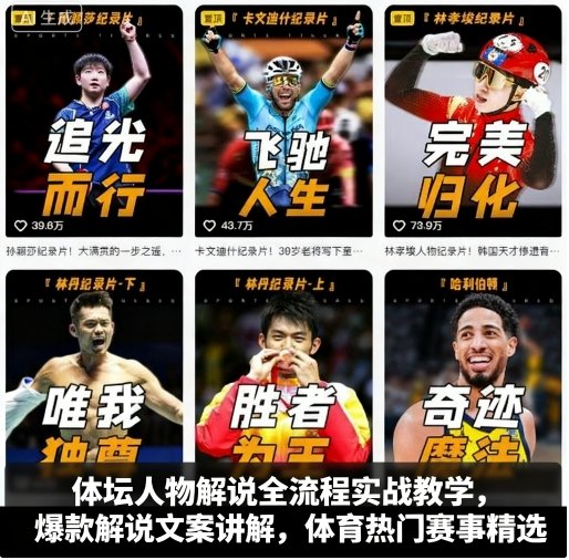 体坛人物解说全流程实战教学，爆款解说文案讲解，体育热门赛事精选-一鸣资源网