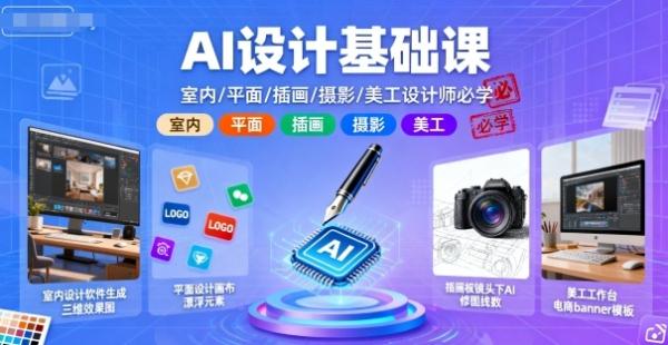 AI设计基础课，室内、平面、插画、摄影、美工设计师必学的-一鸣资源网