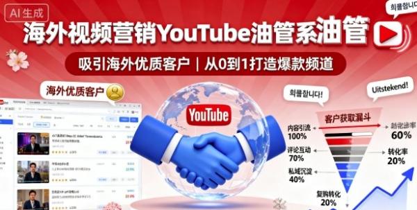 海外视频营销YouTube油管系列课程，吸引海外优质客户-一鸣资源网