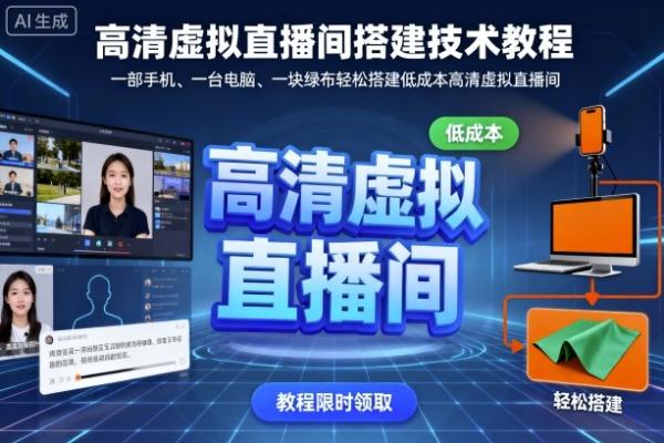 高清虚拟直播间搭建技术教程，一部手机、一台电脑、一块绿布轻松搭建低成本高清虚拟直播间-一鸣资源网