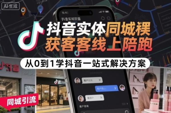 抖音实体同城获客线上陪跑，从0到1学抖音一站式解决方案-一鸣资源网
