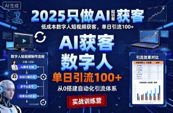 2025只做AI获客，AI超级获客实训营，低成本数字人短视频获客，单日引流100+-一鸣资源网