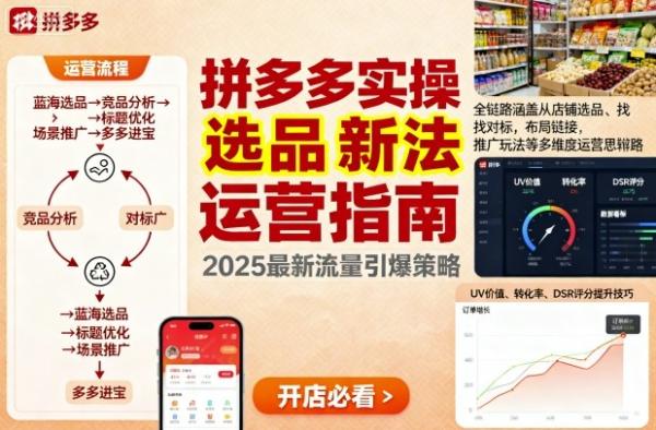 王校长9月12拼多多实操新玩法，全链路涵盖从店铺选品、找对标，布局链接，推广玩法等多维度运营思路-一鸣资源网