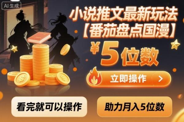 小说推文最新玩法，助力月入5位数【番茄盘点国漫】玩法，看完就可以操作-一鸣资源网
