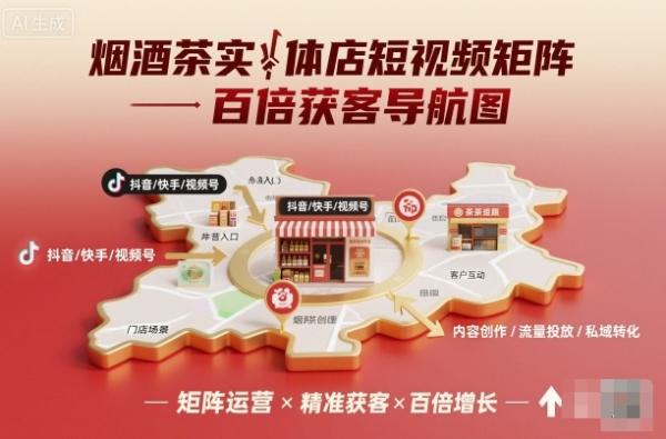 烟酒茶实体店短视频矩阵百倍获客导航图-一鸣资源网