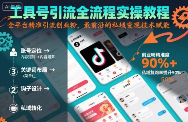 工具号引流全流程保姆级实操教程，全平台精准引流创业粉，最前沿的私域变现技术赋能-一鸣资源网