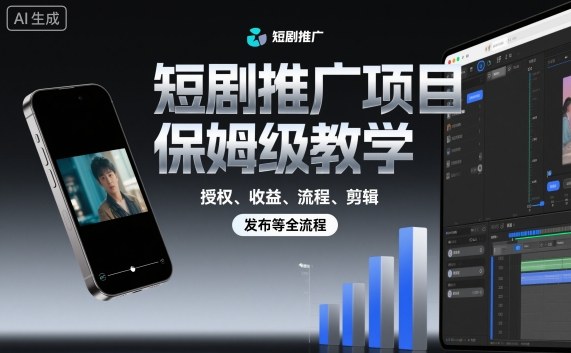 短剧推广项目保姆级教学，授权、收益、流程、剪辑，发布等全流程-一鸣资源网