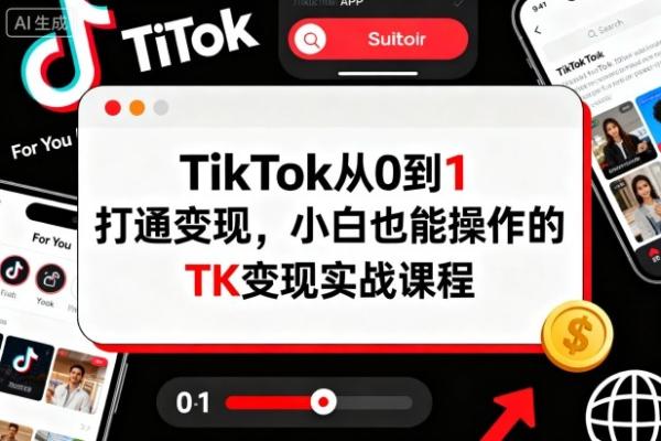 TikTok从0到1打通变现，小白也能操作的TK变现实战课程-一鸣资源网