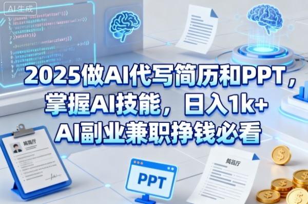2025做AI代写简历和PPT，掌握AI技能，日入1k+，AI副业兼职挣钱必看-一鸣资源网