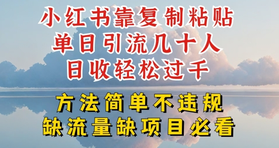 小红书靠复制粘贴单日引流几十人目收轻松过千,方法简单不违规【揭秘】 小红书靠复制粘贴单日引流几十人目收轻松过千,方法简单不违规【揭秘】